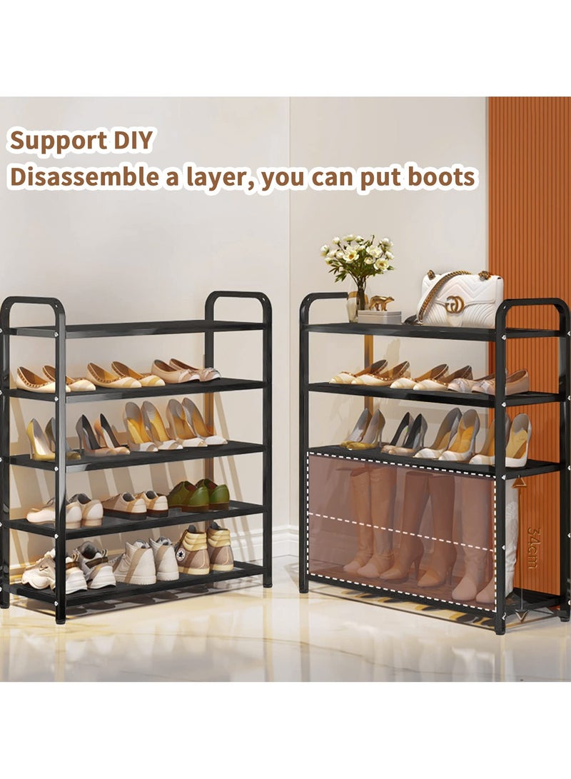 INFOSUN Shoe Rack, Shoes Cabinet Organizer, 4-Tier Shoe Storage with 3 Mesh Shelves, Multi-Function Organizer, Boots Storage Shelf Modern House Furniture Home for Entryway Hallway (Black, 4 Tier) - Image 5