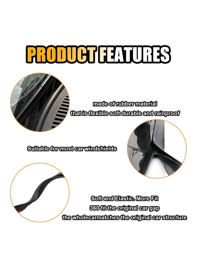 Car Front Windshield Rubber Seal Strip, 1.7M/5.6FT Car Weather Stripping Seal Strip Waterproof and Soundproof Cuttable Windshield Window Door Seal Strip for Cars/Trucks/SUVs - Image 4