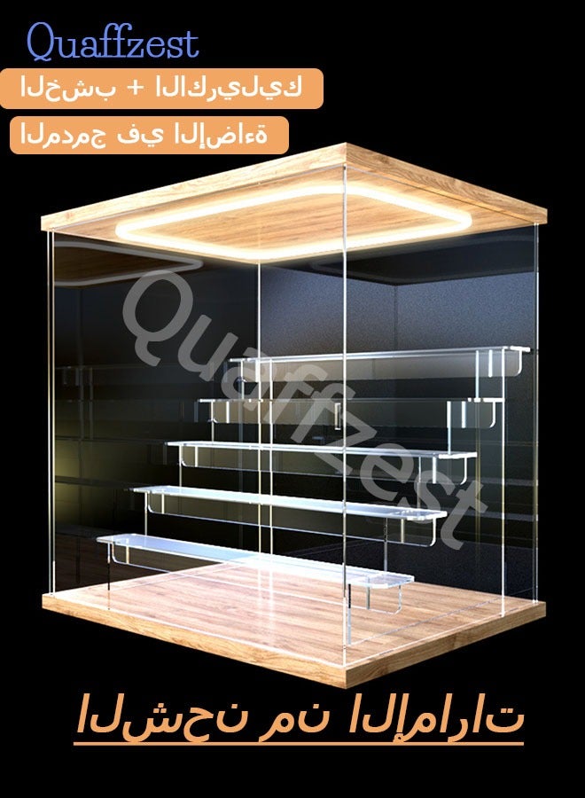4Layer Ring LED Light Acrylic Display Case with Door for Action Figure  - Image 1
