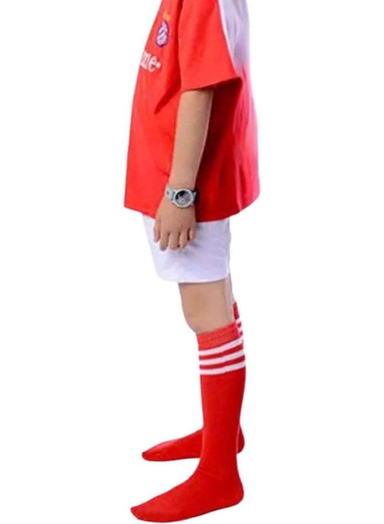 Kids' long sports socks with white stripes, 3-pair set, unisex, comfortable cotton, knee-length, suitable for sports, multiple sizes - Image 2