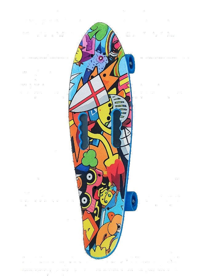 DEXO لوح تزلج صغير (Mini Cruiser) مقاس 22 بوصة بعجلات مضيئة (LED) – لوح متكامل (طراز Penny Board) مزود بمحامل ABEC-7 ومحاور ألومنيوم وأداة صيانة (T-Tool)؛ مناسب للأطفال والمراهقين والبالغين (أقصى حمولة 220 رطلاً). - Image 1