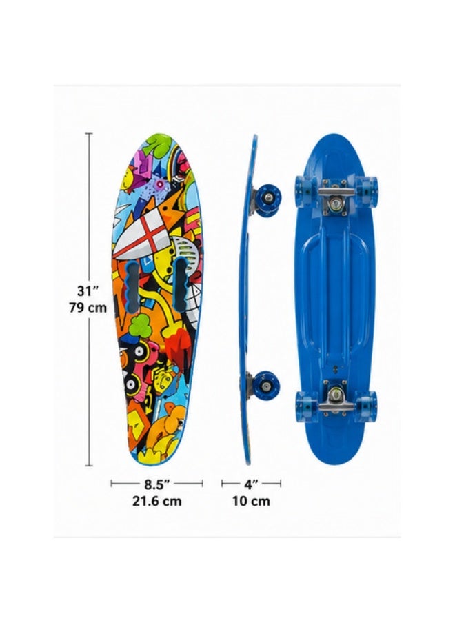 DEXO لوح تزلج صغير (Mini Cruiser) مقاس 22 بوصة بعجلات مضيئة (LED) – لوح متكامل (طراز Penny Board) مزود بمحامل ABEC-7 ومحاور ألومنيوم وأداة صيانة (T-Tool)؛ مناسب للأطفال والمراهقين والبالغين (أقصى حمولة 220 رطلاً). - Image 4