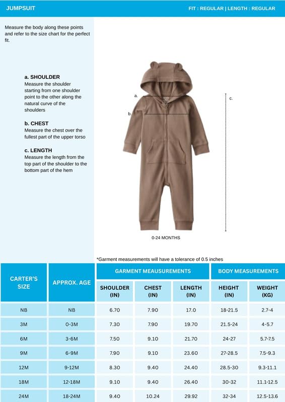 Carter's Baby Boy Bear Long-Sleeve Jumpsuit | Brown Soft Cozy One-Piece Romper - Image 3