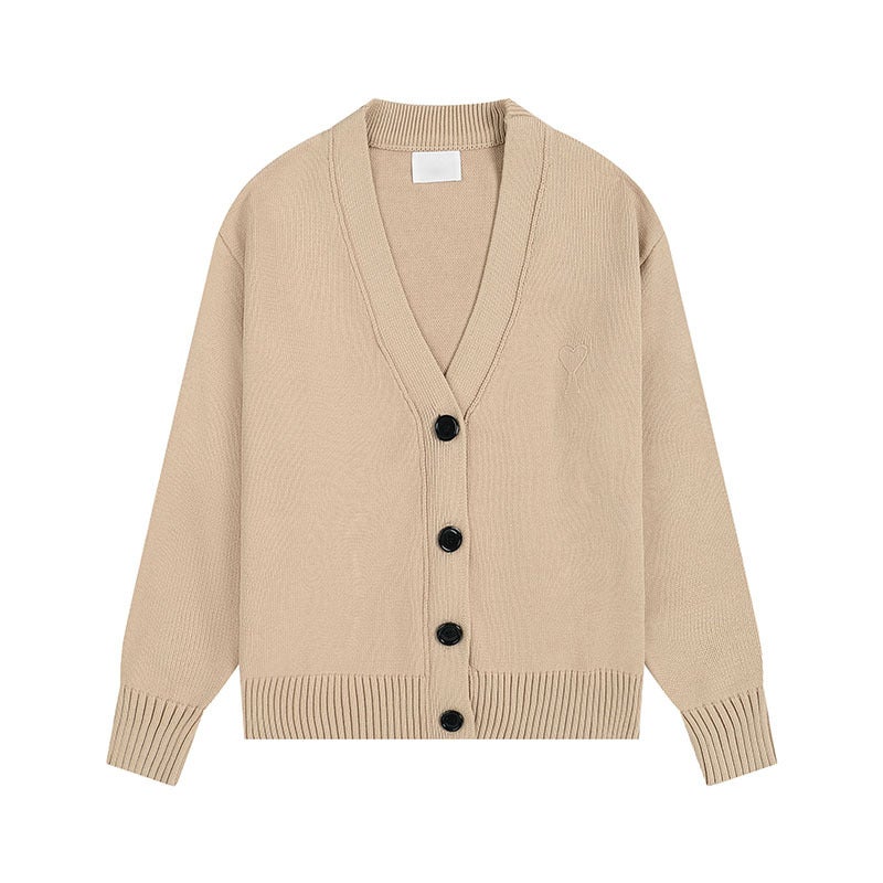 Generation Hair Ami Clams Love Letter Embroidery Classic Knitted Cardigan Sweater Loose For Men And Women Couples - Image 1