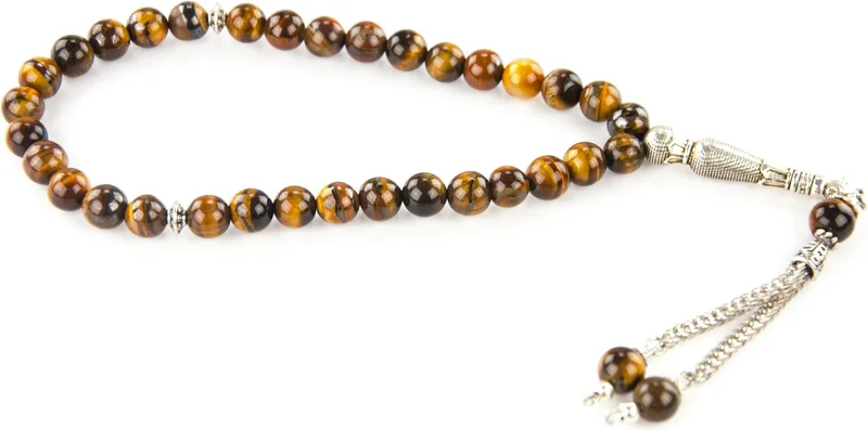 İhvan Ihvan Tiger Eye Geyt Stone 33-Piece Prayer Beads