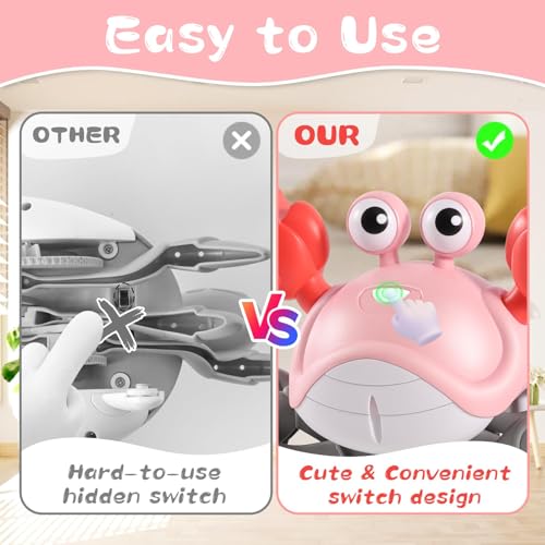 Gigilli Crawling Crab Baby Girl Toys Tummy Time Baby Toys 61218 Month Infant Learning Crawl Walking Dancing Crab with MusicSpeed Control for 3 4 5 6 Girls Year Easter Birthday 1 2 3 Gifts - Image 5