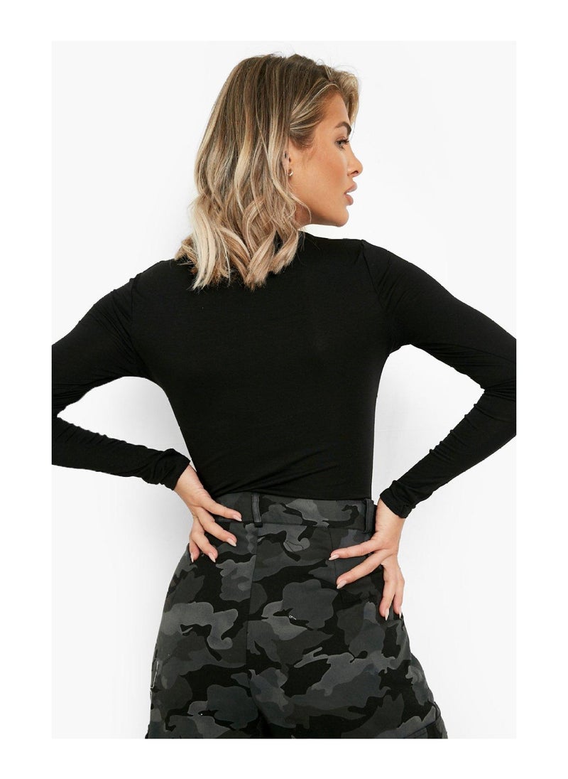 boohoo - Long Sleeve Cut Out Detail Bodysuit - Image 1