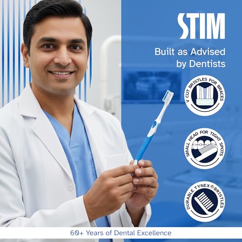 STIM Ortho MB Toothbrush For Braces, Super Soft Bristles For Adults - Pack of 3 - Image 2