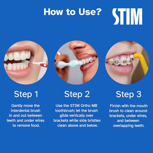 STIM Ortho MB Toothbrush For Braces, Super Soft Bristles For Adults - Pack of 3 - Image 5