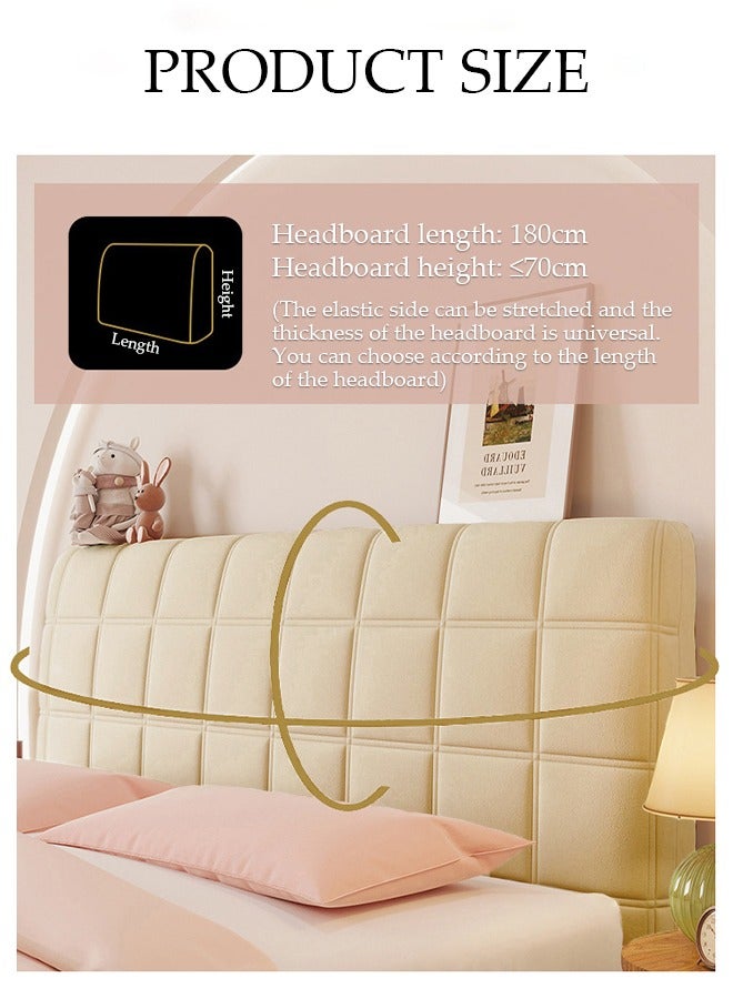 DUNISO Bed headbroad cover，Large size bed headbroad cover ，All inclusive dustproof backrest cover，Pinching cotton  thickening lattice upholstered，for Bedroom Decor, Washable (180cm) - Image 2