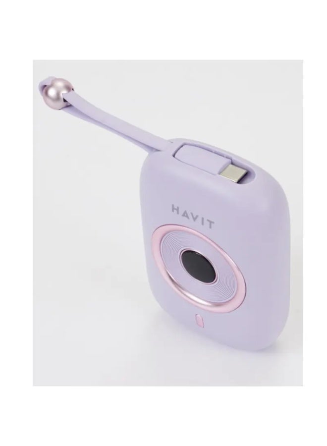هافيت Havit PB5214 10,000mAh 35W Power Bank with USB-C cable - Purple - Image 1