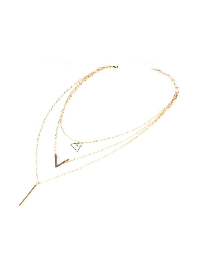 تشيميز أصفر قلادة طويلة من الكريستال بتصميم هندسي متعدد الطبقات ومزينة بالترتر الرائع والجميل للحفلات مطلية بالذهب للنساء والفتيات - Image 3