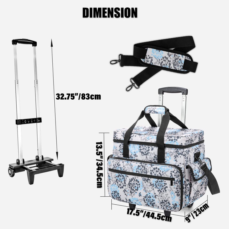 Teamoy Sewing Machine Case with Detachable Wheels, Rolling Sewing Machine Tote with Wheels and Bottom Wooden Pad, Compatible with Singer, Brother and Most Majority Machines and Accessories, Dandelion - Image 5