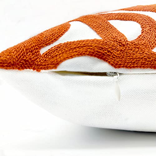 Alysheer Embroidered Decorative Throw Pillow Cover 18x18 inches Set of 2 Pieces, Boho Mandala Modern Chic Classic Pattern Cotton Cushion Case for Sofa Couch Bed Living Room(Burnt Orange) - Image 5