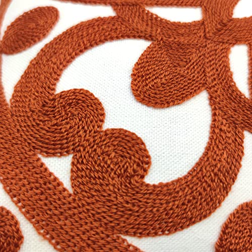 Alysheer Embroidered Decorative Throw Pillow Cover 18x18 inches Set of 2 Pieces, Boho Mandala Modern Chic Classic Pattern Cotton Cushion Case for Sofa Couch Bed Living Room(Burnt Orange) - Image 3