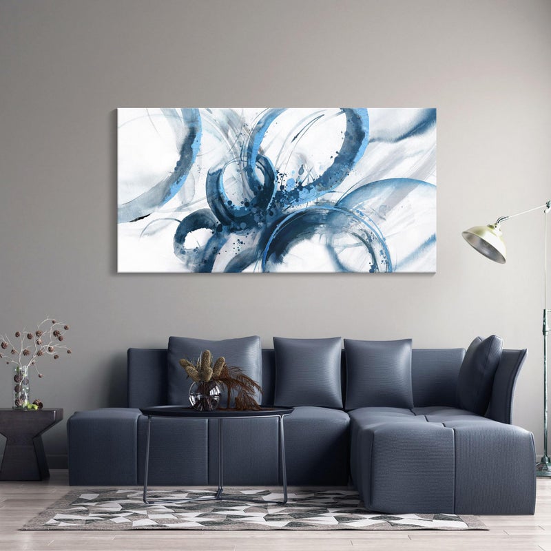 AJAZIKO Blue Wall Art Large Pictures for Living Room Abstract Wall Decor Wall Decoration Print Pictures Canvas Framed Artwork Minimalist Paintings for Office Above Bed Wall Decor 2448in - Image 2
