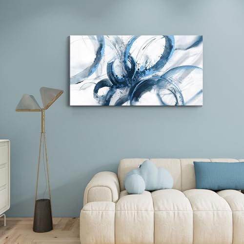 AJAZIKO Blue Wall Art Large Pictures for Living Room Abstract Wall Decor Wall Decoration Print Pictures Canvas Framed Artwork Minimalist Paintings for Office Above Bed Wall Decor 2448in - Image 3