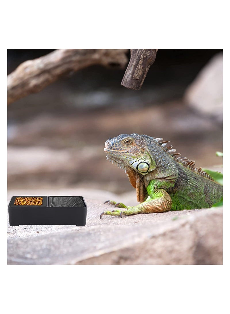 2PCS Reptile Food Dish, 4.1'' x 2.3'' Worm Water Dish Detachable Feeder Amphibian Feeding Bowl Double Reptile Food Bowl Pet Supplies for Lizards Bearder Dragon Frog Gecko Snake Turtle Hamster