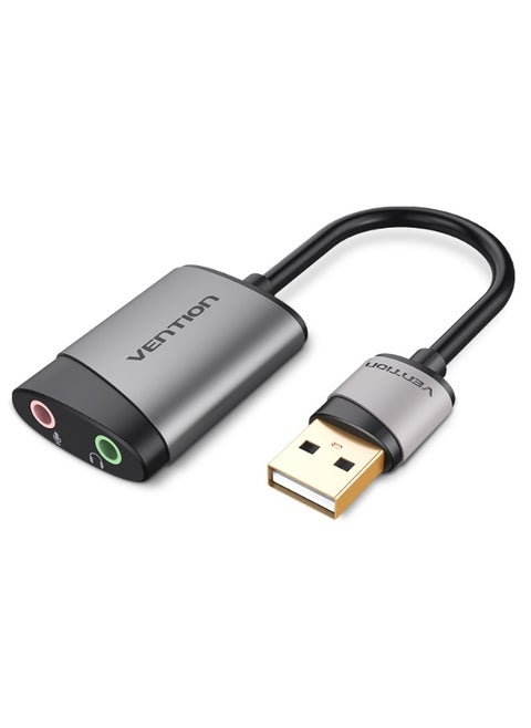 VENTION USB External Sound Card 0.15M Gray Metal Type Model # CDKHB