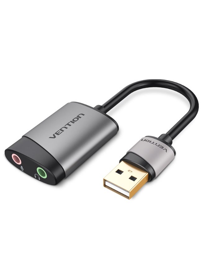 فينشن بطاقة صوت خارجية USB من VENTION مقاس 0.15 متر، نوع المعدن رمادي، رقم الموديل CDKHB  - Image 1