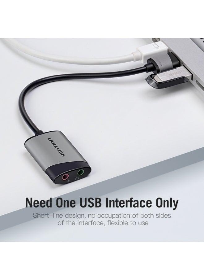 فينشن بطاقة صوت خارجية USB من VENTION مقاس 0.15 متر، نوع المعدن رمادي، رقم الموديل CDKHB  - Image 3