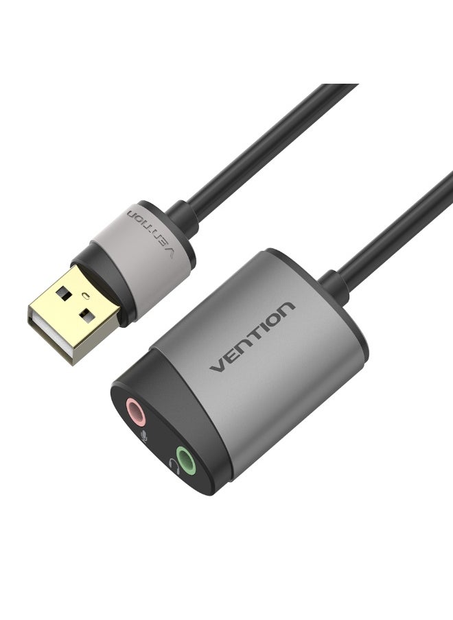 VENTION USB External Sound Card 0.15M Gray Metal Type Model # CDKHB