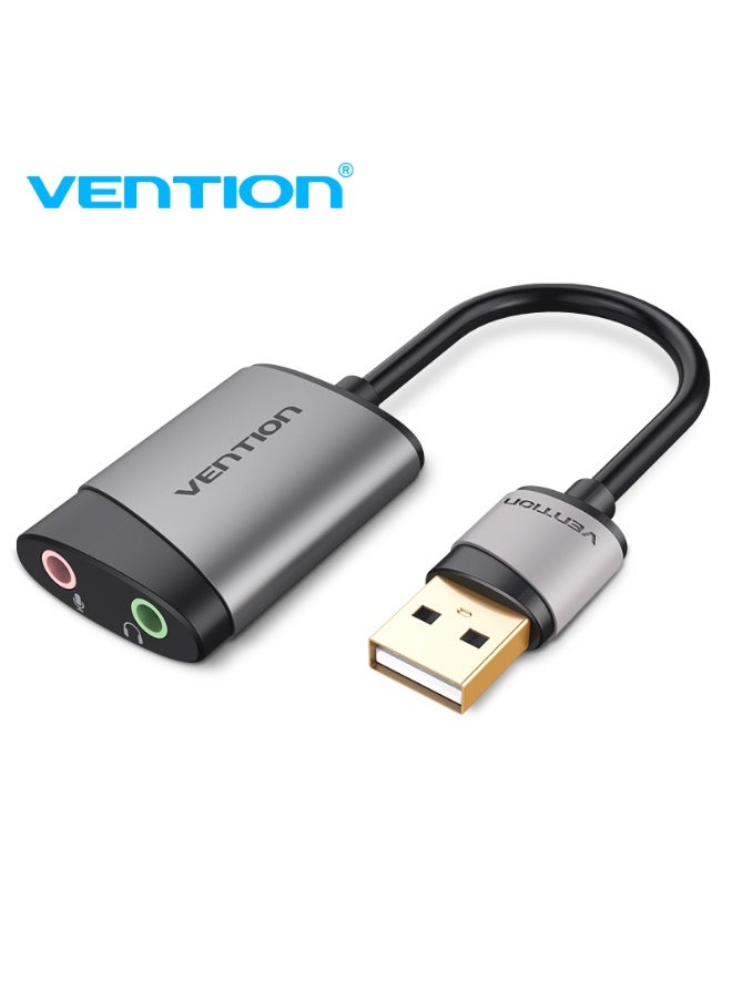 VENTION USB External Sound Card 0.15M Gray Metal Type Model # CDKHB