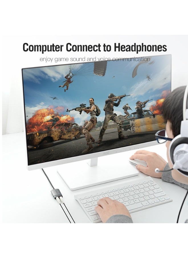 فينشن بطاقة صوت خارجية USB من VENTION مقاس 0.15 متر، نوع المعدن رمادي، رقم الموديل CDKHB  - Image 5