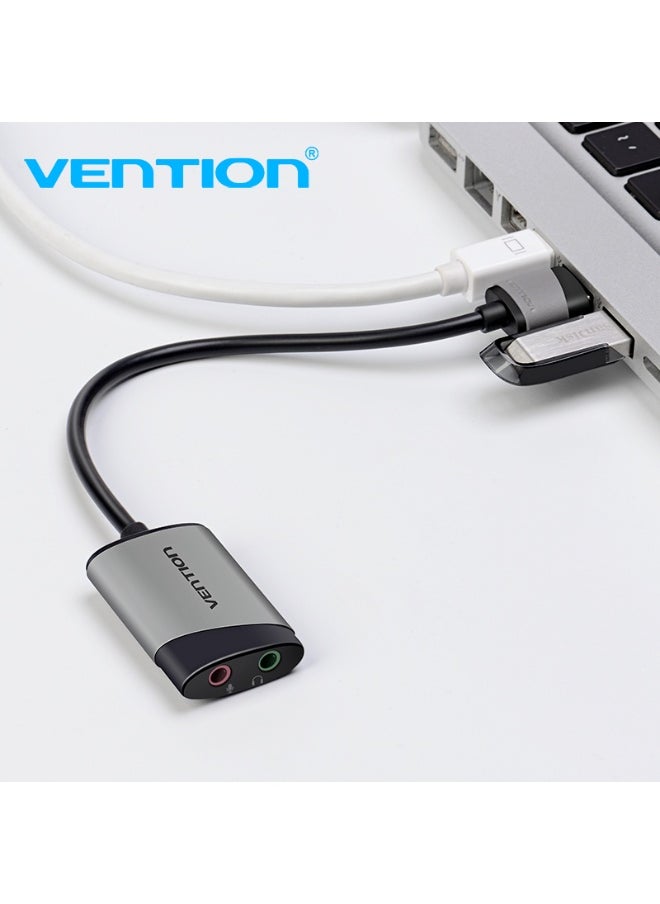 VENTION USB External Sound Card 0.15M Gray Metal Type Model # CDKHB