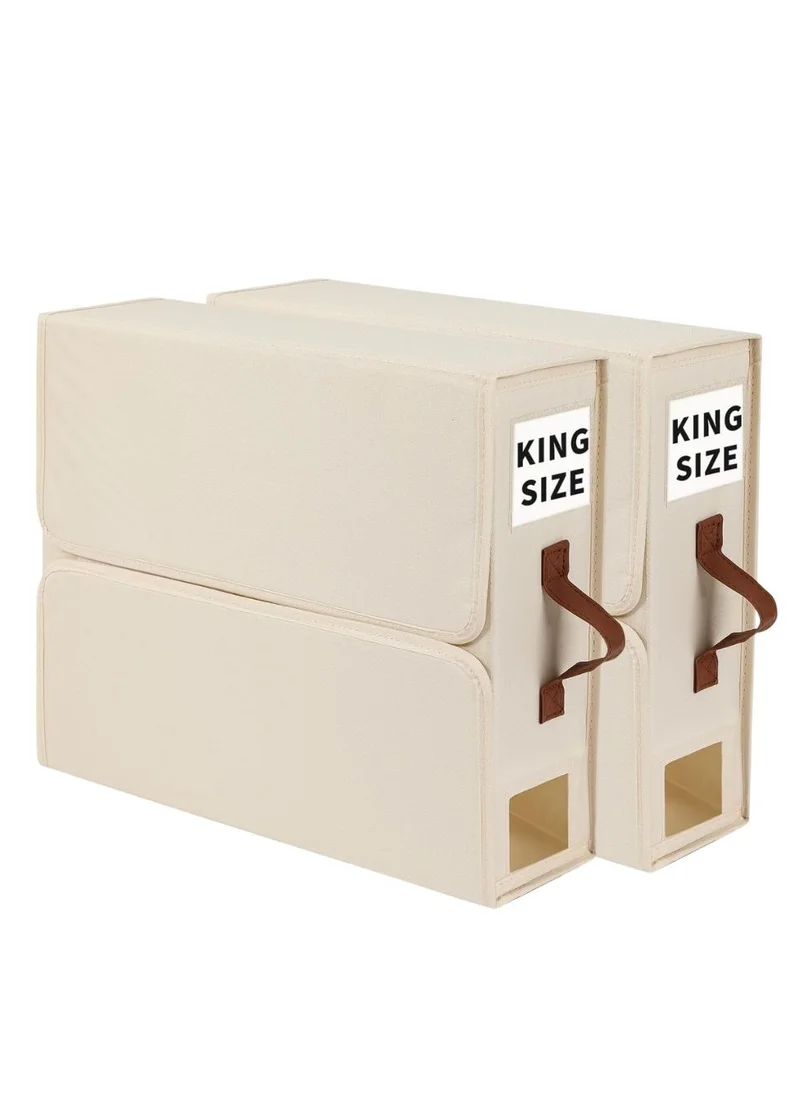 1Chase Bed Sheet Organizers And Storage - 2-Pack Foldable Linen Closet Organizer With Clear Window, Sheets Set Folder Keeper, Bedding Storage Box For Bed Sheets And Pillows, Cube Organizer. (BEIGE)