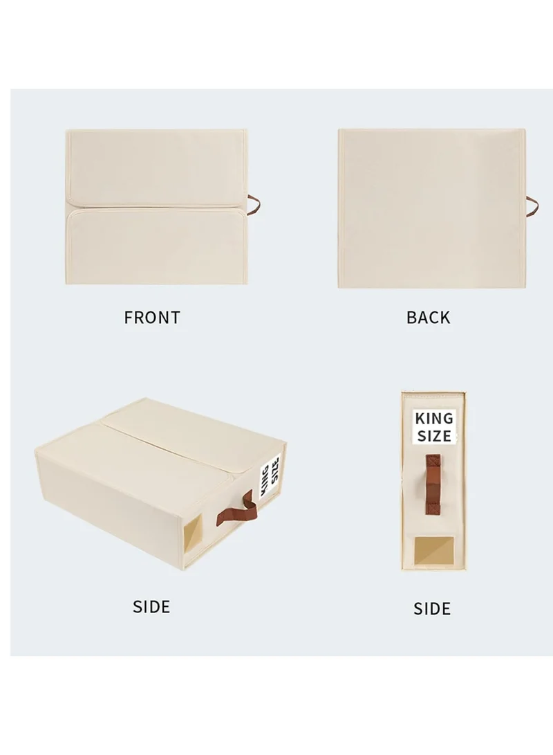 1Chase Bed Sheet Organizers And Storage - 2-Pack Foldable Linen Closet Organizer With Clear Window, Sheets Set Folder Keeper, Bedding Storage Box For Bed Sheets And Pillows, Cube Organizer. (BEIGE)