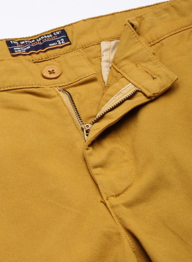 The Indian Garage Co Men Slim Fit Solid Mid-Rise Chino Shorts