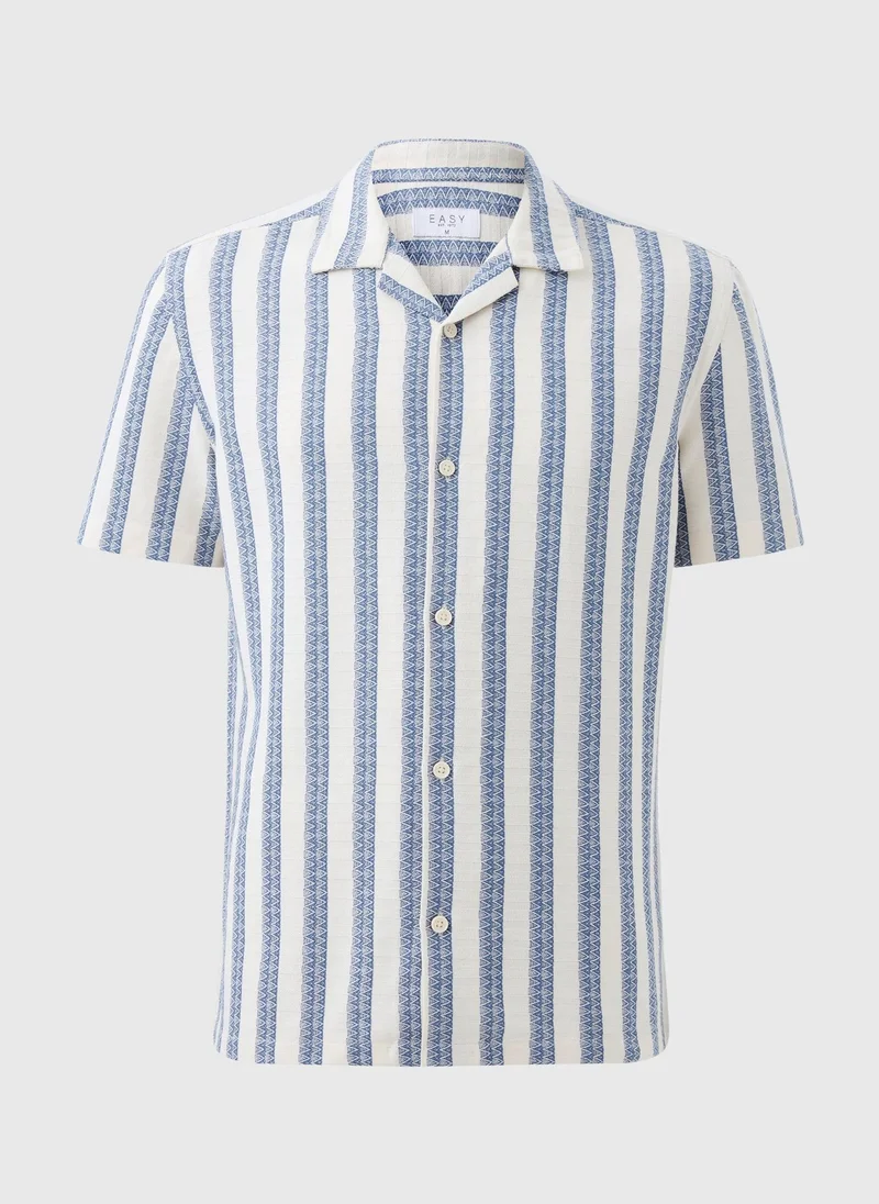 Matalan Blue Stripe Textured Shirt