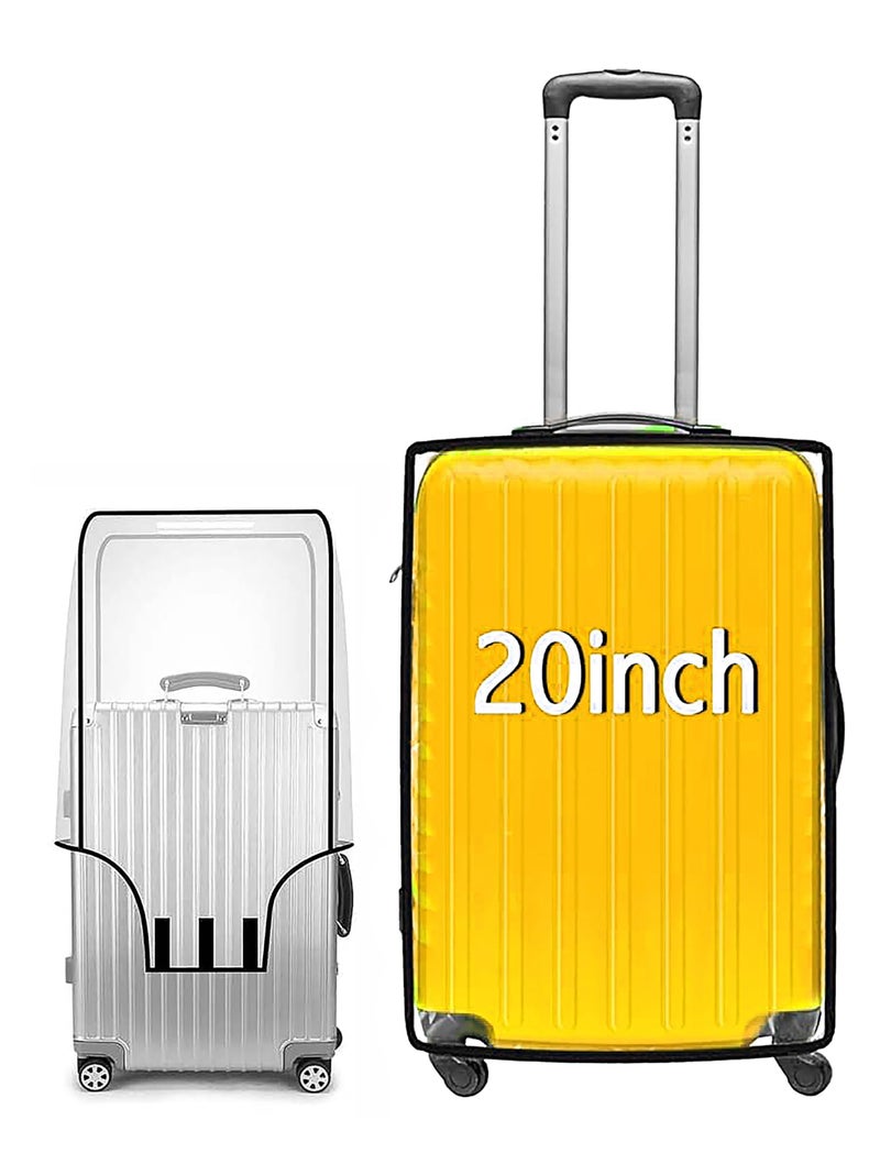 Fancy Walas 20 inch Pack of 1 Zippered Clear PVC Trolley Covers Protectors, Waterproof Dustproof Suitcase Covers Case for Wheeled Luggage Trolley Protective Covers (Black, Pack of 1, 20 Inch Small) - Image 1