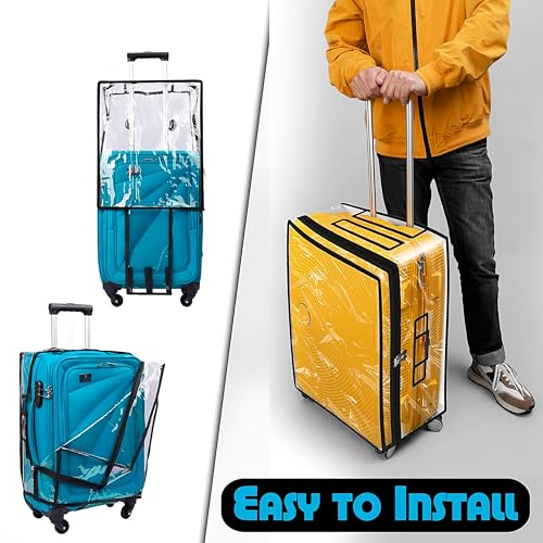 Fancy Walas 20 inch Pack of 1 Zippered Clear PVC Trolley Covers Protectors, Waterproof Dustproof Suitcase Covers Case for Wheeled Luggage Trolley Protective Covers (Black, Pack of 1, 20 Inch Small) - Image 2