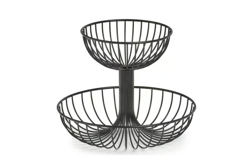 Niyanta 2Tier Fruit Basket Metal Fruit Bowl Bread Basket Detachable Fruit Holder Produce Basket Round Large Fruit Stand Organizer Kitchen Storage Basket for Dining Table Fruit Bread Vegetables Snacks - Image 1
