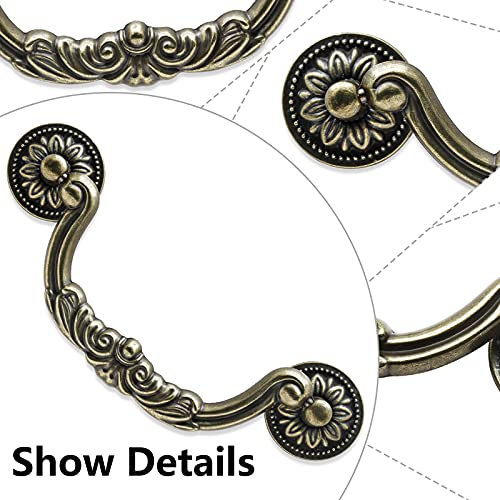 Uenhoy 4 Pcs 5 Inch Bail Handle Drop Pulls Vintage Drop Bail Drawer Pulls Antique Bronze Cabinet Pull Handles (5" Hole Spacing) - Image 4
