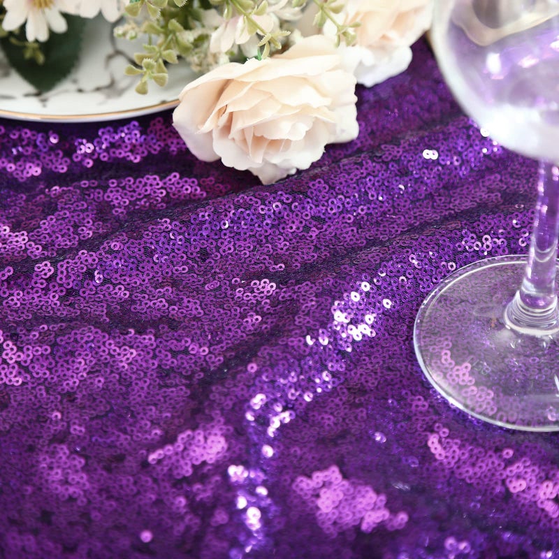 B.Cool B-COOL Purple Sequin Tablecloth 60x102 Inch Sparkly Table Cloth Purple Table Drape Overlay for Wedding Halloween Birthday Party Wedding Decorations Purple - Image 5