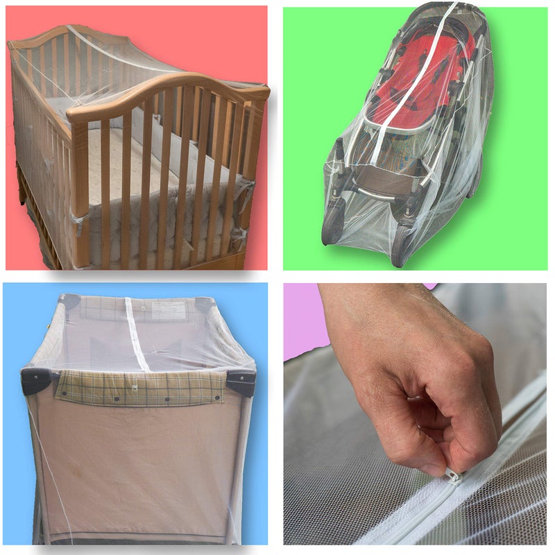 PreciousCargo شبكة Pack n Play بسحاب - تناسب سرير الأطفال، عربة الأطفال وملعب الأطفال - حجم عالمي شبكة محمولة متينة مع مرونة - تأتي مع حقيبة تخزين كهدية - Image 4