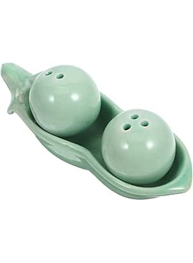 Pea Shape Ceramic Spice Shaker Set Compact Kitchen Seasoning Jar For Countertop Decor - Image 1