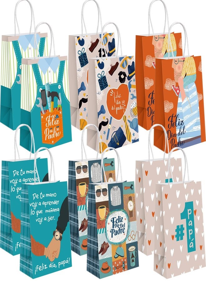 Kolldenn 48 Pcs Father's Day Gift Bags with Handle Happy Father's Day Paper Bag Bulk for The Best Dad Treat Wrap Gift Case Feliz Día Del Padre Bolsa De Papel Para El Día Del Padre for Dad Grandpa - Image 1