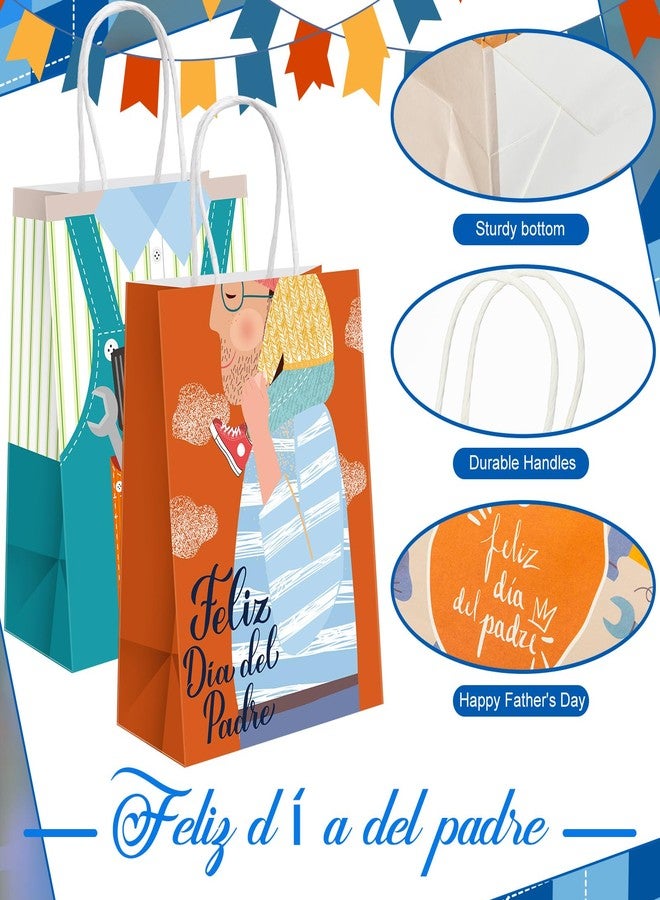Kolldenn 48 Pcs Father's Day Gift Bags with Handle Happy Father's Day Paper Bag Bulk for The Best Dad Treat Wrap Gift Case Feliz Día Del Padre Bolsa De Papel Para El Día Del Padre for Dad Grandpa - Image 3