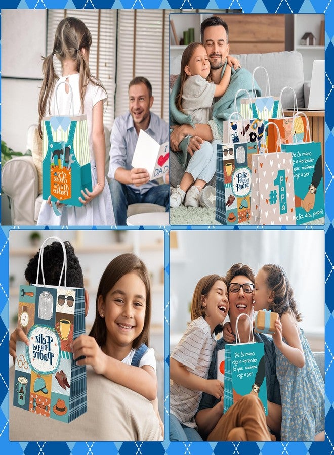 Kolldenn 48 Pcs Father's Day Gift Bags with Handle Happy Father's Day Paper Bag Bulk for The Best Dad Treat Wrap Gift Case Feliz Día Del Padre Bolsa De Papel Para El Día Del Padre for Dad Grandpa - Image 4
