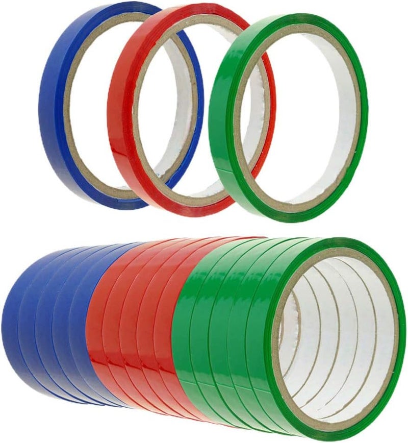 klarako Packing Tape Refills Clear Bag Sealing Tape, Freezer Bag Sealing Tape, Red Bag Sealing Tape for Supermarket Stainless Bag 18 Pcs Color Masking Tape - Image 1