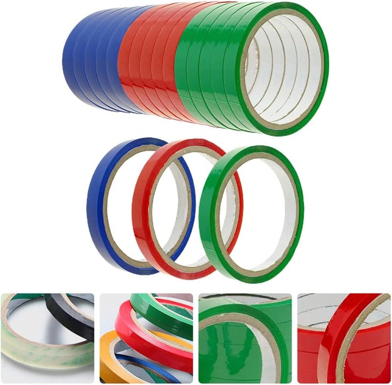 klarako Packing Tape Refills Clear Bag Sealing Tape, Freezer Bag Sealing Tape, Red Bag Sealing Tape for Supermarket Stainless Bag 18 Pcs Color Masking Tape - Image 5