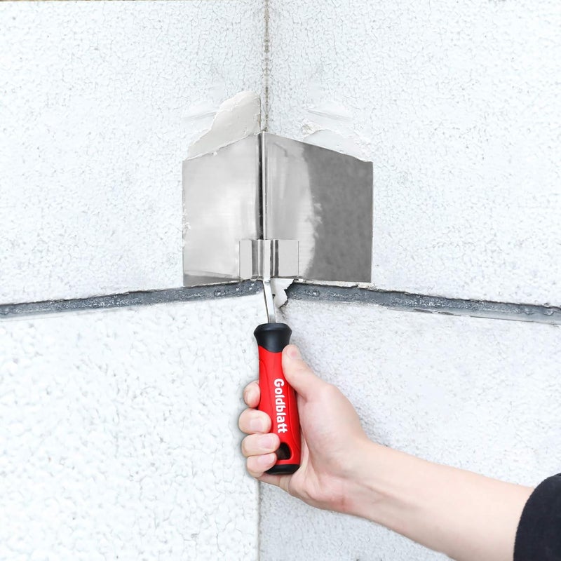 Goldblatt 2 Piece Drywall Corner Tool Set, 5'' Outside Corner Knife & 3-1/2'' Inside Corner Knife, with Soft Grip Handle - Stainless Steel Sheetrock External Corner Trowel & Internal Corner Trowel - Image 5