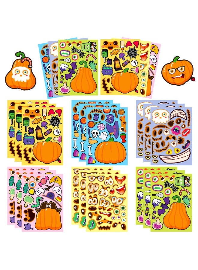 NIBEMINENT 6 Pcs Halloween Pumpkin Deco Kit Waterproof Stickers, High Definition Printing Bright Colors, Suitable for Laptop Skateboard Luggage Water Bottle Guitar DIY - Image 2