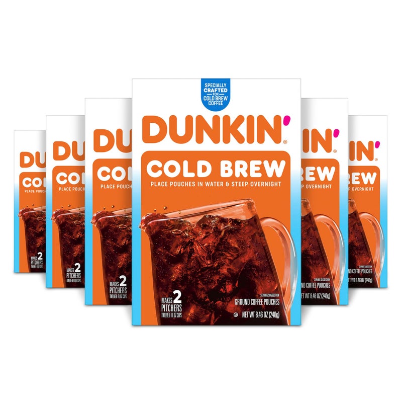 Dunkin' Cold Brew Ground Coffee Packs, 8.46 Ounces (Pack of 6) - Image 1