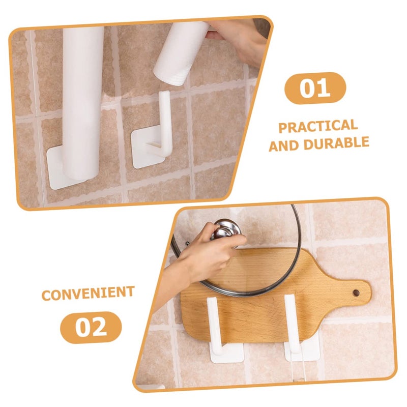 8 Pcs Self Adhesive Wall Hooks For Bathroom ABS Sticky Hooks For Towel Robe Key Umbrella - Image 5