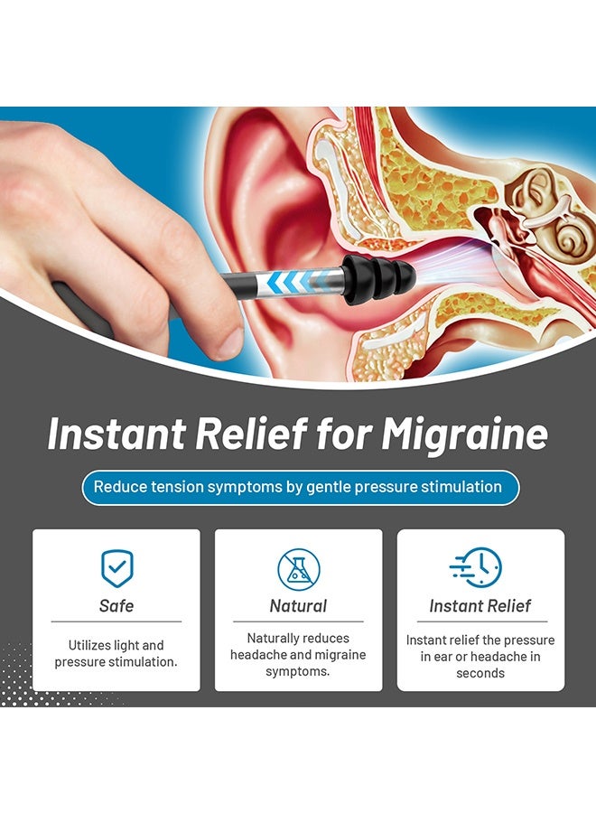 يونيك أداة تخفيف آلام الأذن - منتجات تخفيف الصداع النصفي والصداع - أداة تخفيف ضغط الأذن بالطائرة - تخفيف ضغط الأذن من خلال توازن ضغط الأذن الداخلية - يقلل من التوتر - للسفر بالطائرة والسيارة والمنزل والمكتب - أسود - Image 3